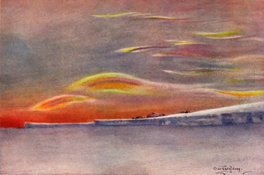 Irisierende Wolken: Blick nach Norden vom Kap Evans, 1911-1913