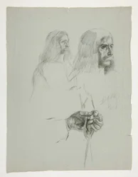 Figurenstudien für eines der Wandgemälde aus Die Suche nach dem Heiligen Gral (eine Serie von fünfzehn Gemälden für die Boston Public Library, abgeschlossen 1901)