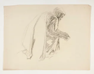 Figurenstudie für Sir Lancelot und Sir Bors rüsten Galahad mit seinen Sporen aus, aus Die Suche nach dem Heiligen Gral (zweite von fünfzehn Gemälden für die Boston Public Library, abgeschlossen 1901)