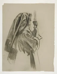 Figurenstudie für die Ritterschaft von Sir Galahad, aus Die Suche nach dem Heiligen Gral (eine Serie von 15 Gemälden für die Boston Public Library, abgeschlossen 1901)