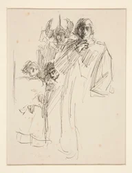 Galahad am Schloss, Studie für Die Suche nach dem Heiligen Gral (Serie von fünfzehn Gemälden für die Boston Public Library, abgeschlossen 1901)