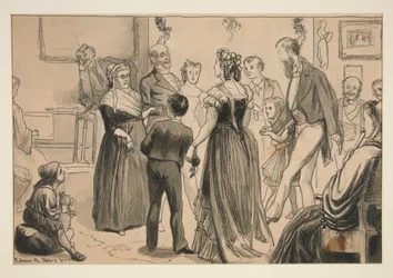 Party in einem viktorianischen Haus - nicht identifizierte Illustration