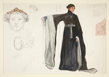 Richard II (in Schwarz), Kostümentwurf für Henry Irving