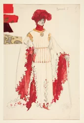 Richard II (in Rot), Kostümentwurf für Henry Irving