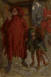 Sir John Falstaff mit seinem Pagen, König Heinrich IV, Teil II, Akt I, Szene II