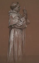 Stehende Figur eines Mönchs, Studie für Wandgemälde