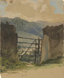 Steinmauer und Tor, Skizze