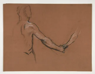 Studie von zwei Figuren, die sich die Hand schütteln