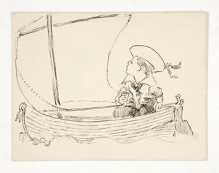 Unidentifizierte Illustration [Junge in einem kleinen Boot]