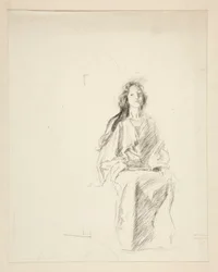 Sitzende Frau, Skizze für ein unbekanntes Shakespeare-Stück