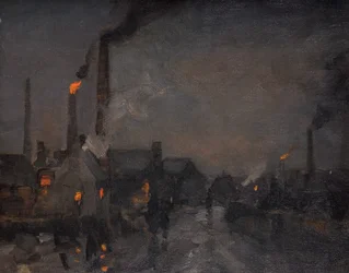 Black Country bei Nacht, mit Gießerei