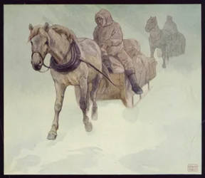 Sibirische Ponys in der Antarktis (Farblithografie)