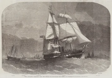 HMS Fregatte Furious und der Geleitzug von Kanonenbooten für China, im Hafen von Portsmouth