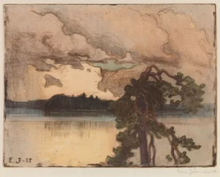 Seelandschaft bei Sonnenuntergang