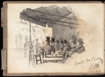 Straßencafé in Paris, Boulevard des Batignolles, Seite aus Järnefelts Skizzenbuch