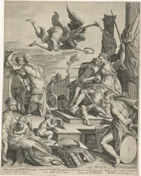 Allegorie mit Justitia, Pax und Charitas
