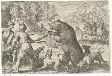 Landschaft mit Bärenjagd