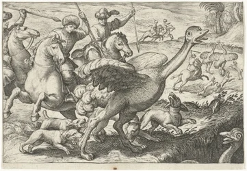 Landschaft mit Straußenjagd