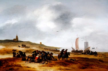 Fische zum Verkauf am Strand von Scheveningen ausgestellt