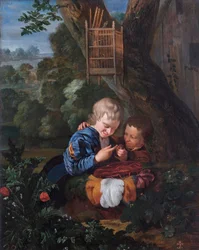 Jungen mit gefangenem Vogel