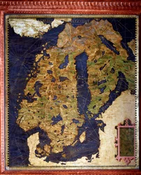 Skandinavien: Norwegen, Schweden, Finnland. Karte von Egnazio Danti, um 1567. Florenz, Palazzo Vecchio, Sala del Mappamondo