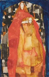 Mutter mit Kind im roten Mantel, 1911