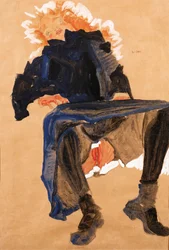 Liegendes Mädchen in einem blauen Kleid, 1910