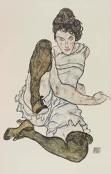 Sitzende Frau mit angezogenen Beinen, 1917