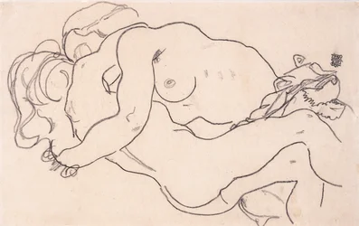 Zwei sich umarmende weibliche Akte, 1918