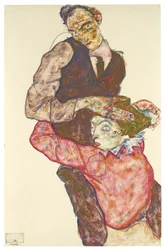 Zwei Liebende Selbstporträt mit Wally, 1914-1915