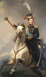 Porträt des Zarewitsch Alexander Nikolajewitsch zu Pferd, 1850er