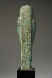 Rückansicht einer Ushabti-Figur für Hor-Khebi, Spätzeit, späte 25.-frühe 26. Dynastie, ca. 700-600 v. Chr.