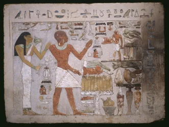 Wandfragment aus dem Grab von Amenemhet und seiner Frau Hemet, Mittleres Reich