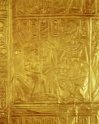 Detail vom Goldenen Schrein, aus dem Grab von Tutanchamun (ca. 1370-1352 v. Chr.) Neues Reich