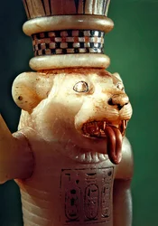 Leomorphes Salbengefäß, aus dem Grab von Tutanchamun, Neues Reich (Detail)