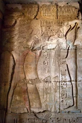 Alte ägyptische Kunst: Flachrelief des Portikus des Tempels von Sethos I. (Sety oder Seti I)