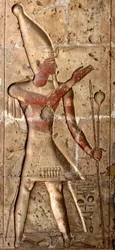 Kunst des alten Ägypten: Flachrelief auf einer Säule des Tempels von Sethos I. (Sety oder Seti I)