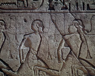 Assyrische Gefangene von Ramses II, Relief, Haupttempel von Abu Simbel (Unesco-Welterbeliste)