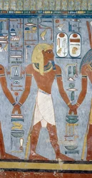 Männliche Figur, Detail der Fresken in der Grabkammer des Grabes von Ramses I., Tal der Könige, Luxor, Theben (Unesco-Welterbeliste)