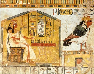 Nefertari beim Senetspiel, Detail eines Wandgemäldes aus dem Grab der Königin Nefertari, Neues Reich