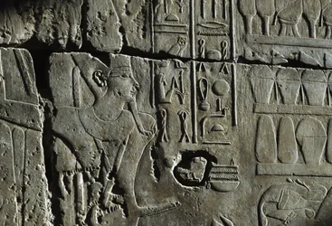 Relief, Tempel des Amun, Luxor, antikes Theben (UNESCO-Welterbeliste)