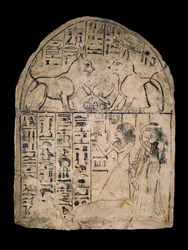 Stele, die ein Paar zeigt, das 
