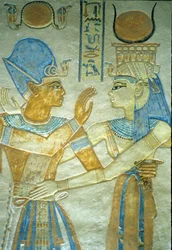 Altes Ägypten, Ramses III. umarmt Isis, Amon hir Khopshef Grab