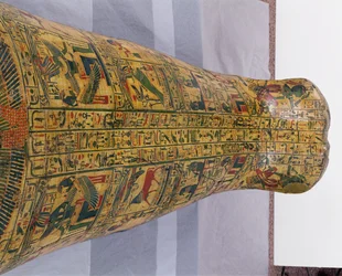 Detail des äußeren Sargdeckels der Mumie von Nesyamun, möglicherweise gefunden in Deir El-Bahri, Neues Reich, ca. 1100 v. Chr.