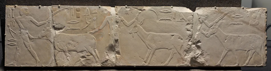 Relief von Männern, die Wüstentiere bringen, ca. 2311-2281 v. Chr.