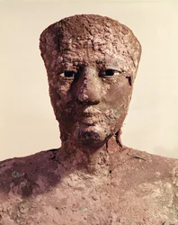 Statue von Pepi I (2289-2255 v. Chr.), Detail des Kopfes, gefunden in Hierakonpolis, ca. 2281-2241 v. Chr.