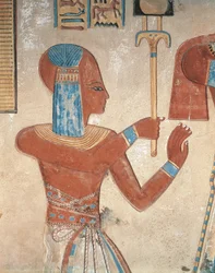 Gemaltes Relief des toten Prinzen im Tal der Königinnen, Theben, Ägypten