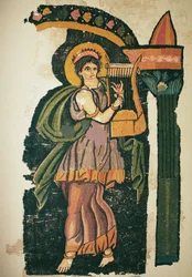 Frau, die eine Lyra spielt, 5.-6. Jahrhundert