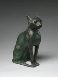 Katzenstatuette zur Aufnahme einer mumifizierten Katze, 332-30 v. Chr.