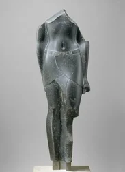 Torso eines ptolemäischen Königs, mit Kartuschen eines späten Ptolemäers, 80–30 v. Chr.